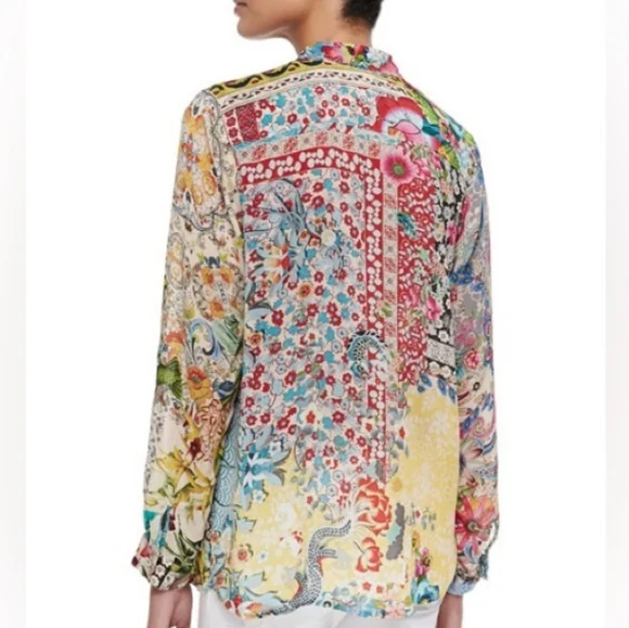 Johnny Was Milla Long Sleeve Floral Patchwork Blouse - Picture 3 of 16